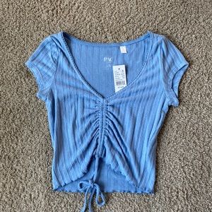Pac-sun light blue scrunch crop top